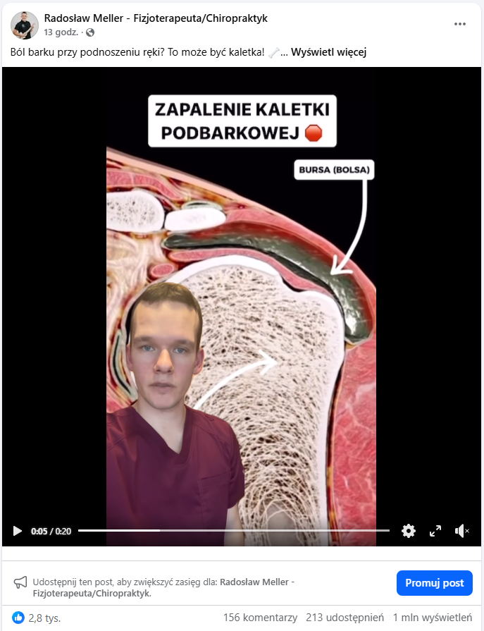 Dowód zasięgu – screen posta