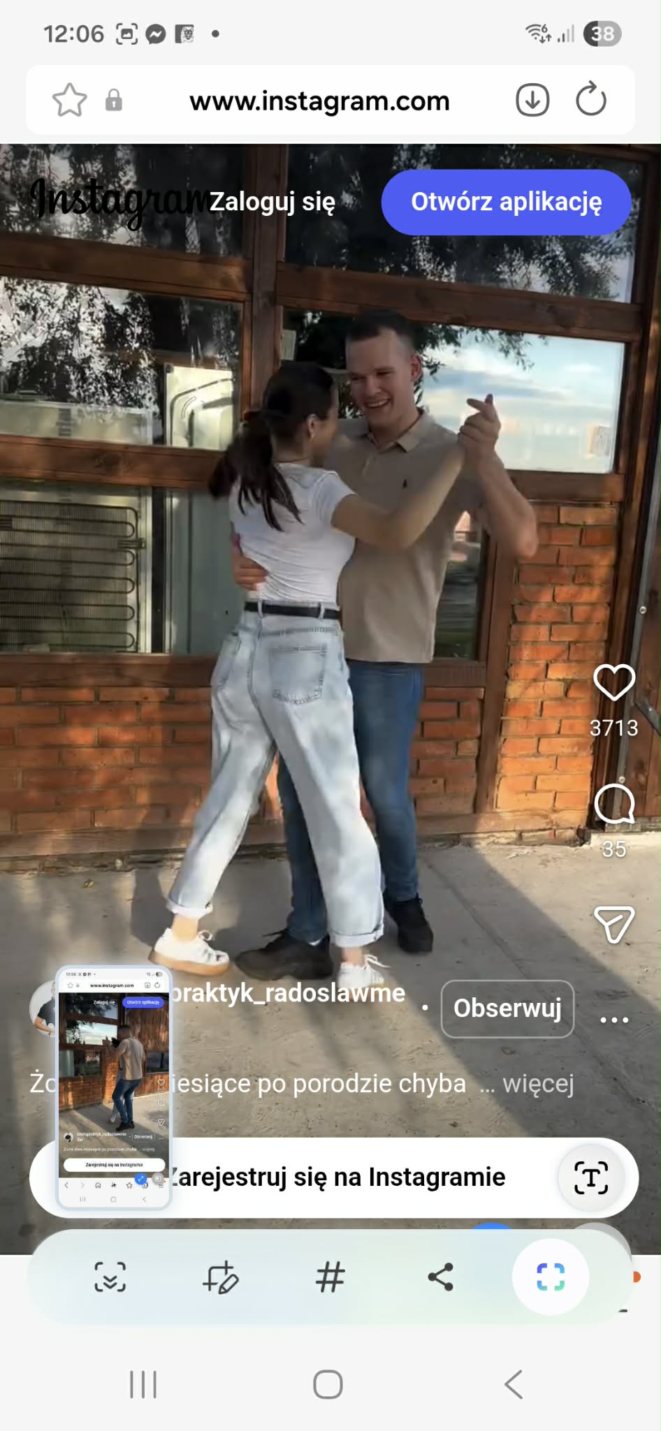 Przykładowy post na Instagramie